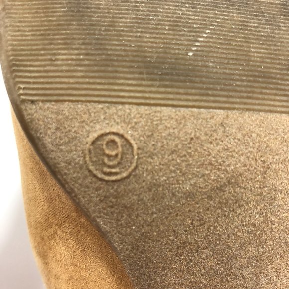 Old Navy tan suede ankle high bootie block heel Side zip Woman's size 9 - Picture 10 of 11